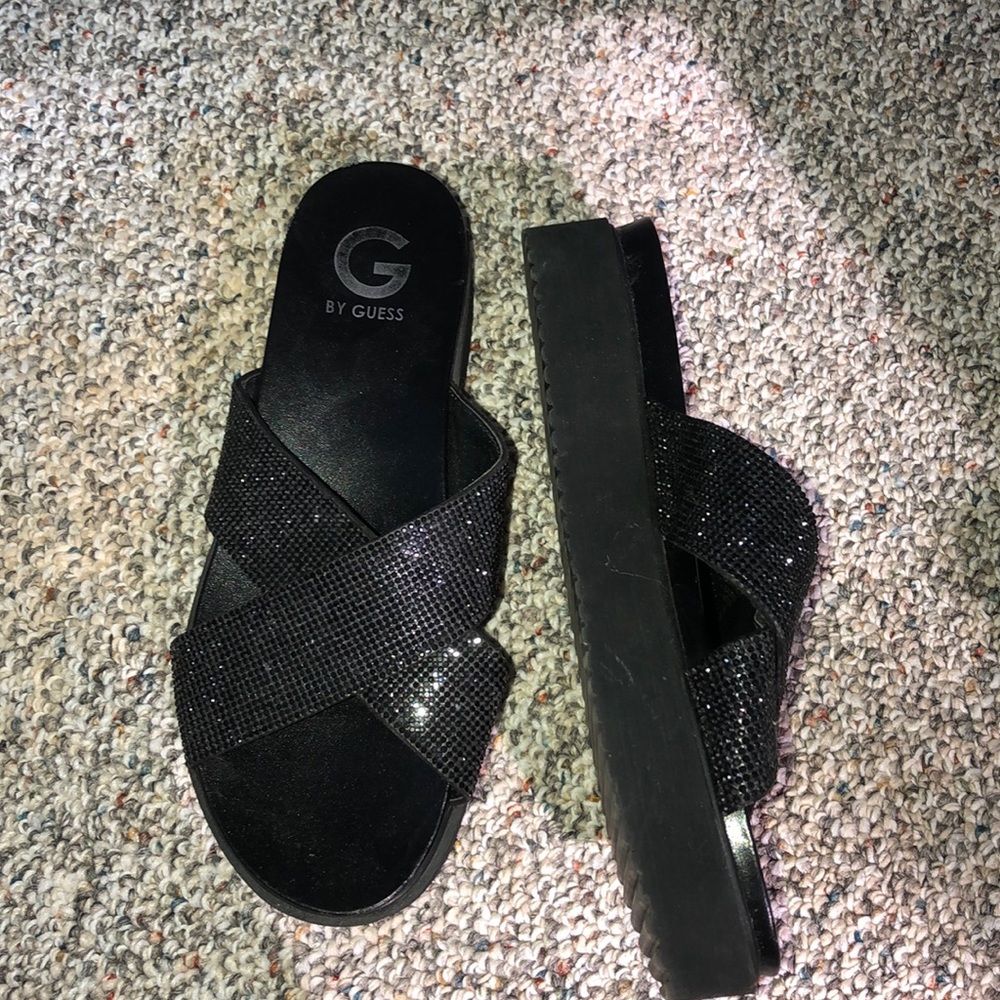 Black Rhinestone Platform Sandal